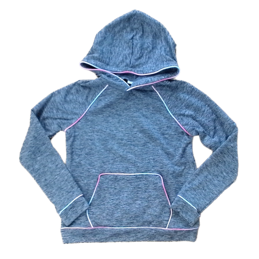 Rockets Of Awesome Girls Gray | Rainbow Rim Hoodie Size: 8 Years Gray | Rainbow Rim