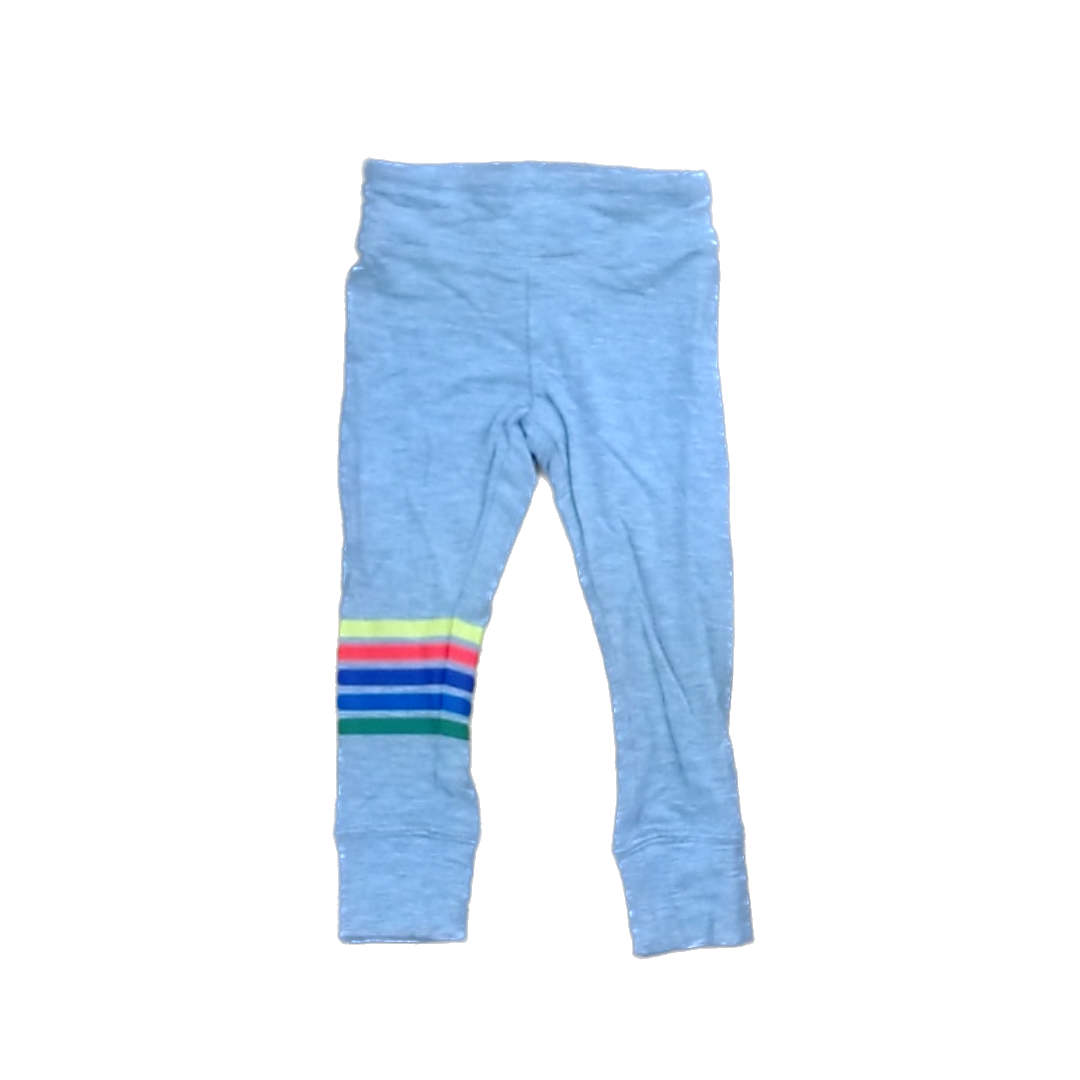 Rockets Of Awesome Girls Gray | Rainbow Striped Patch Casual Pants Size: 3T Gray | Rainbow Striped Patch