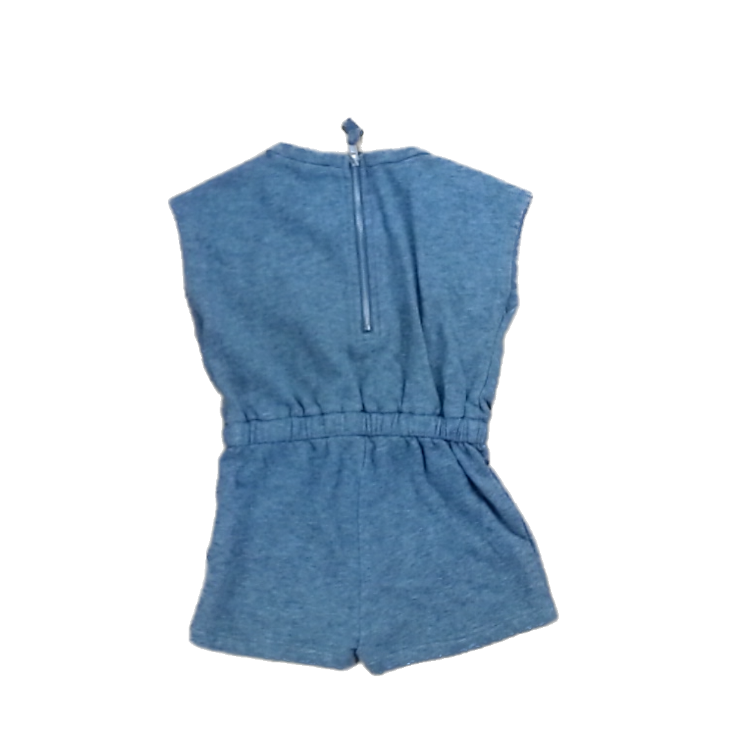 Rockets Of Awesome Girls Gray | Rainbow Striped Siding Romper Size: 3T-6 Years Gray | Rainbow Striped Siding