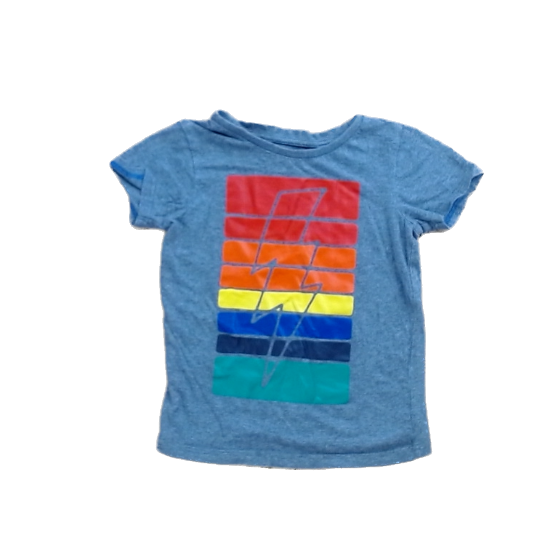 Rockets Of Awesome Boys Gray | Rainbow Stripes and Lightening Bolt T-Shirt Size: 4T - 14 Years Gray | Rainbow Stripes and Lightening Bolt