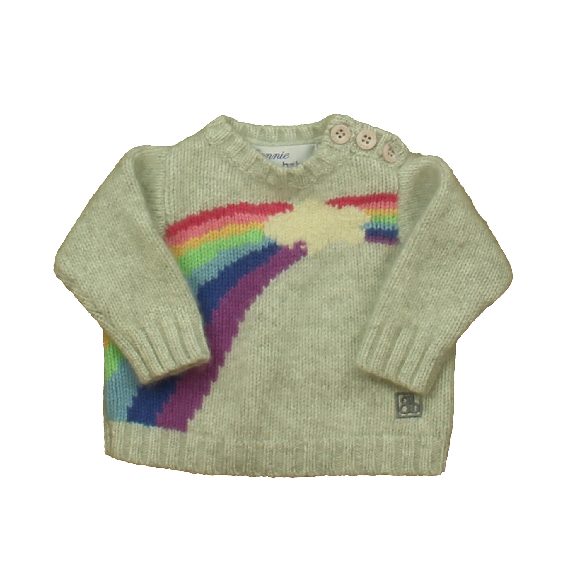 Bonnie Baby Girls Gray Rainbow Sweater Size: 0-3 Months Gray Rainbow