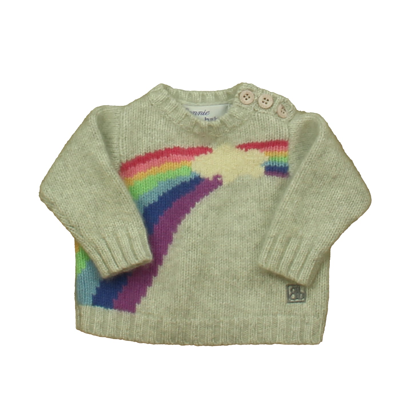 Bonnie Baby Girls Gray Rainbow Sweater Size: 0-3 Months Gray Rainbow
