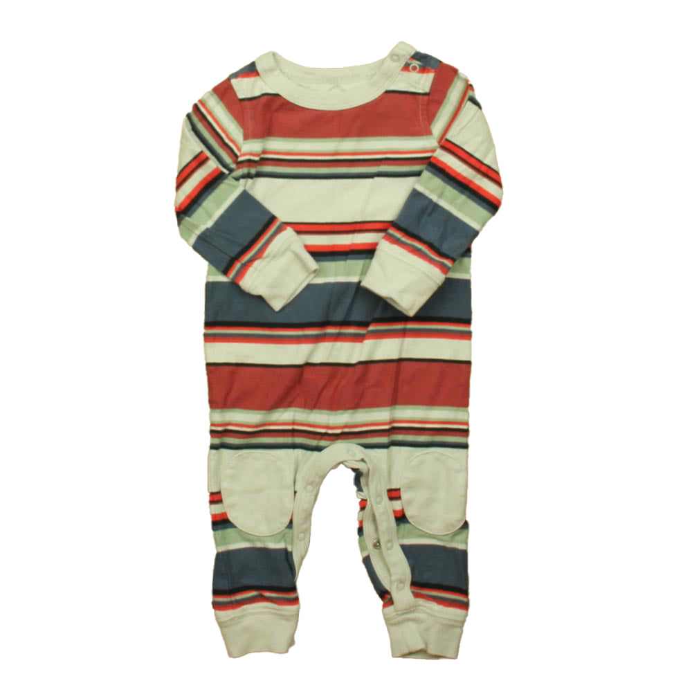 Tea Collection Boys Gray | Red | Blue Stripe Long Sleeve Outfit Size: 6-9 Months Gray | Red | Blue Stripe