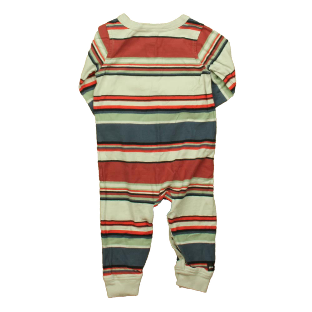 Tea Collection Boys Gray | Red | Blue Stripe Long Sleeve Outfit Size: 6-9 Months Gray | Red | Blue Stripe