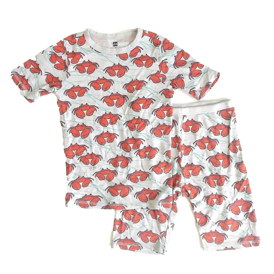 Tea Collection Boys Gray | Red Crabs 2-piece Pajamas Size: 14 Years Gray | Red Crabs