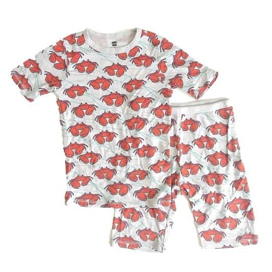 Tea Collection Boys Gray | Red Crabs 2-piece Pajamas Size: 14 Years Gray | Red Crabs