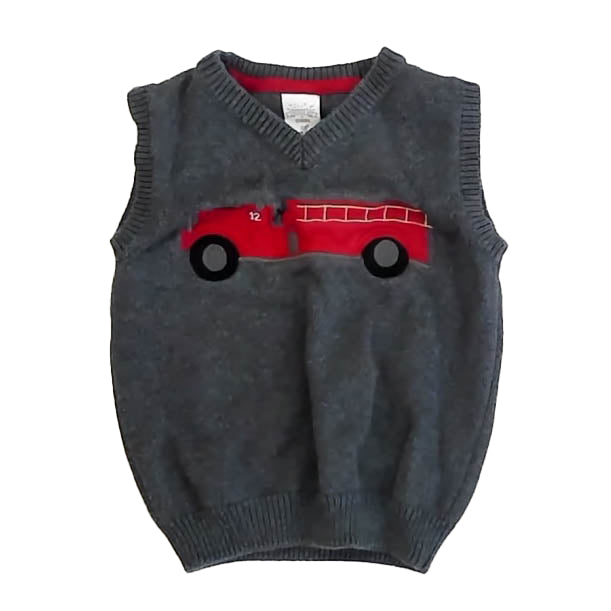 Gymboree Boys Gray | Red Firetruck Sweater Size: 3T Gray | Red Firetruck