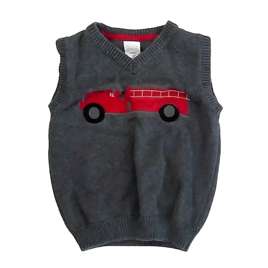 Gymboree Boys Gray | Red Firetruck Sweater Size: 3T Gray | Red Firetruck
