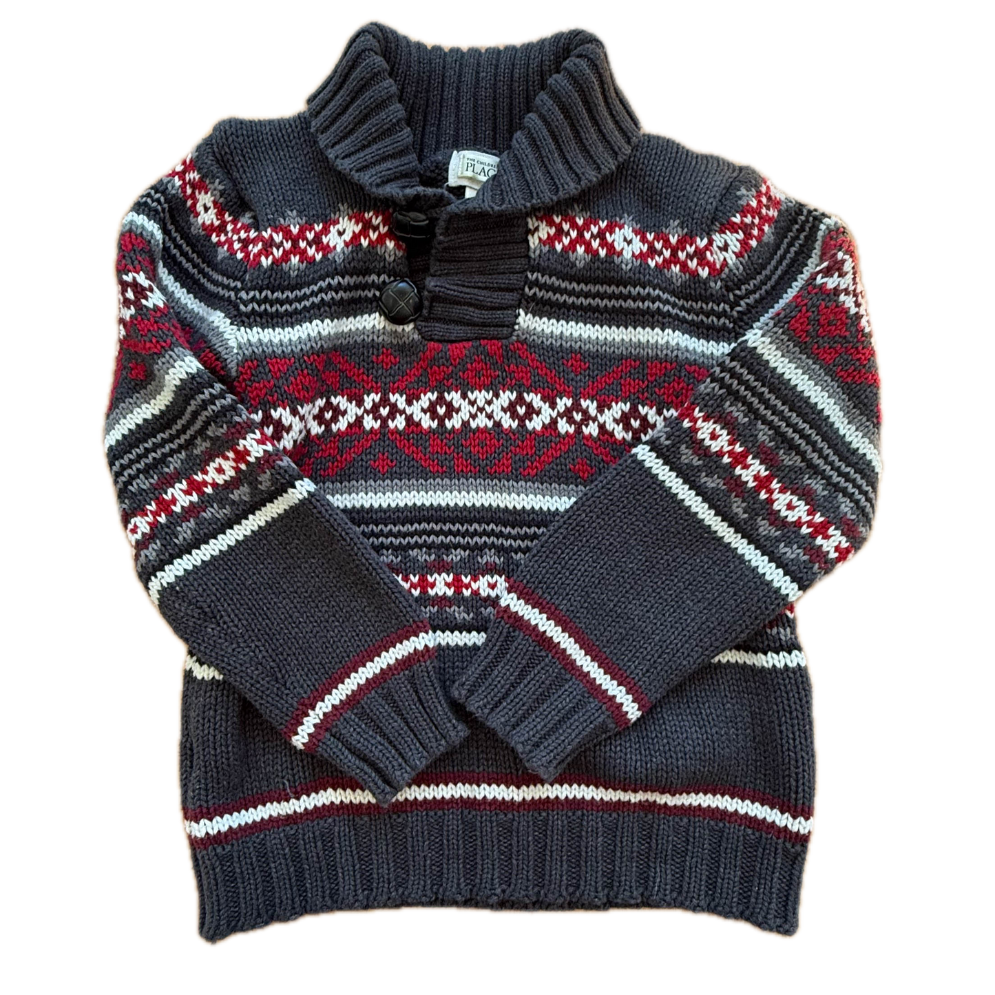 The Children's Place Boys Gray | Red Sweater Size: 5-6 Years Gray | Red