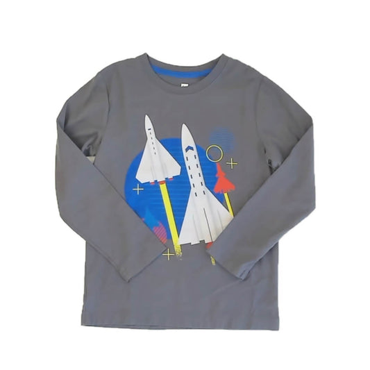 Tea Collection Boys Gray Rockets Long Sleeve T-Shirt Size: 8 Years Gray Rockets