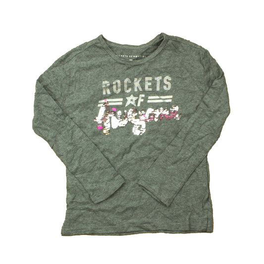 Rockets Of Awesome Girls Gray | Sequin Long Sleeve T-Shirt Size: 5T Gray | Sequin