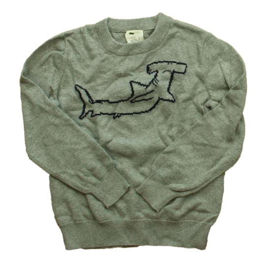 Crewcuts Boys Gray Shark Sweater Size: 12 Years