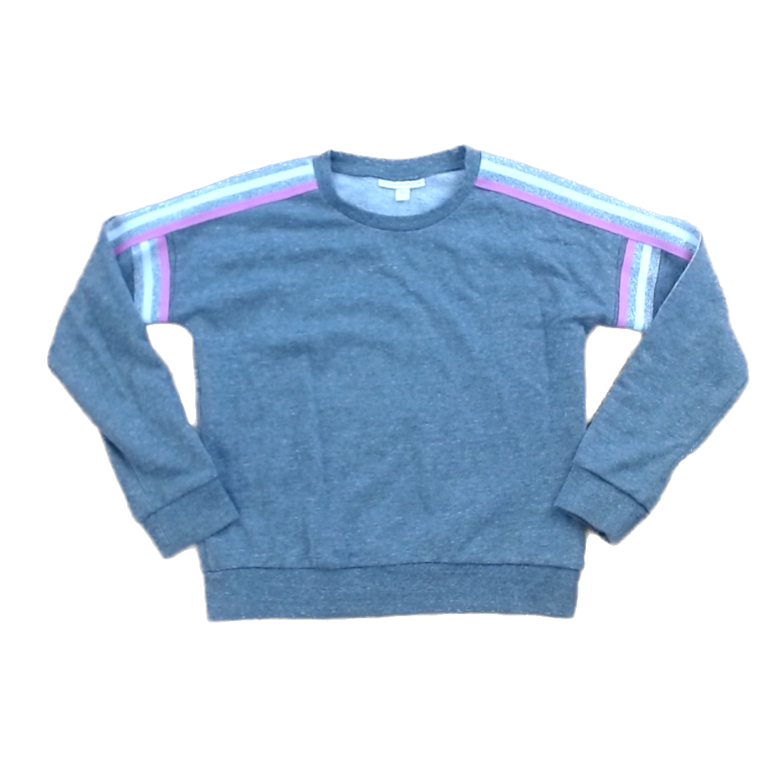 Rockets Of Awesome Girls Gray | Silver and Pink Arm Stripes Long Sleeve T-Shirt Size: 8 - 10 Years Gray | Silver and Pink Arm Stripes