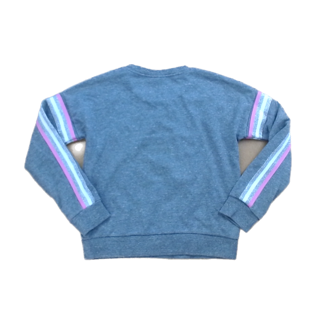 Rockets Of Awesome Girls Gray | Silver and Pink Arm Stripes Long Sleeve T-Shirt Size: 8 - 10 Years Gray | Silver and Pink Arm Stripes