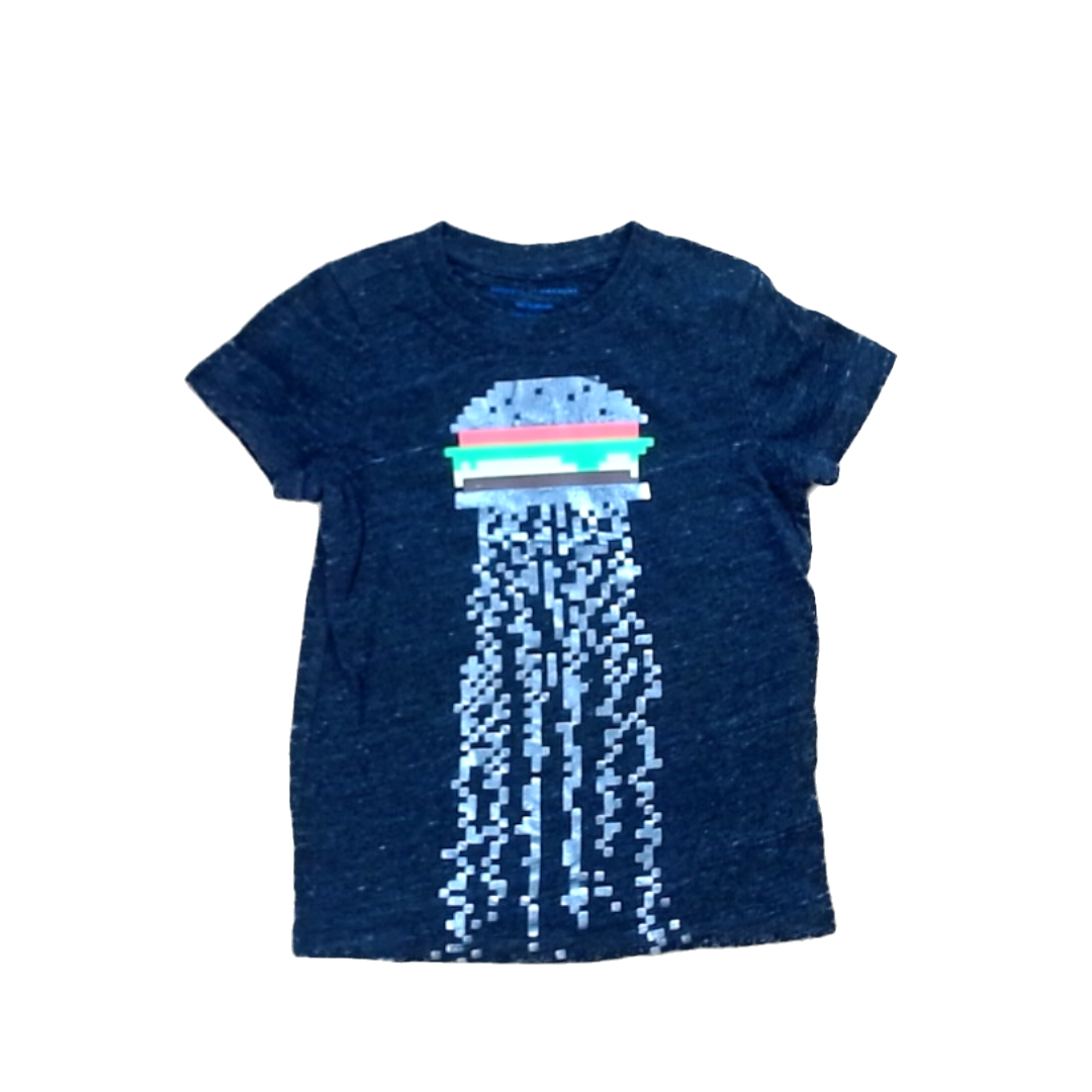 Rockets Of Awesome Boys Gray| Silver Hamburger Jellyfish Short Sleeve Shirt Size: 4T-5T Gray| Silver Hamburger Jellyfish