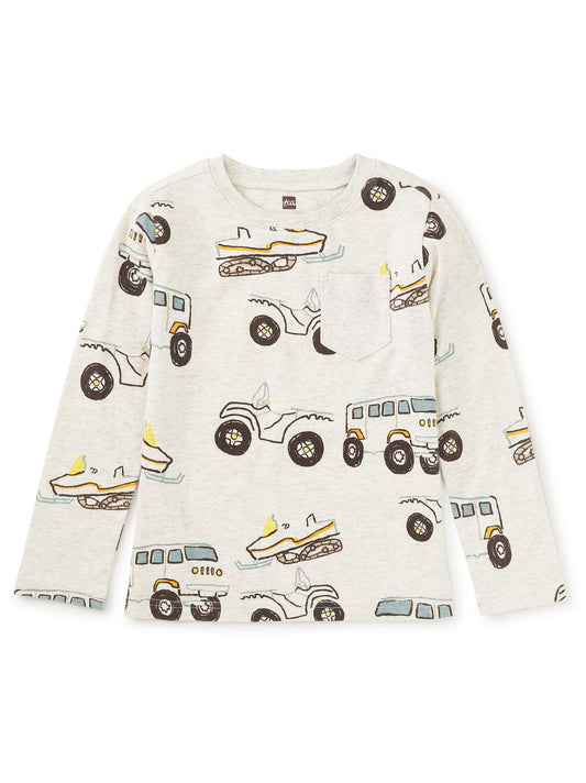 Tea Collection Boys Gray Snow Vehicles Long Sleeve T-Shirt Size: 5T Gray Snow Vehicles