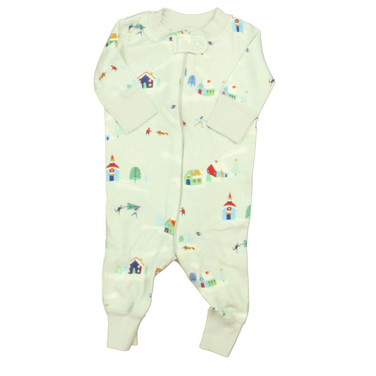Hanna Andersson Boys Gray Snow Village 1-piece Non-footed Pajamas Size: 0-6 Months Gray Snow Village