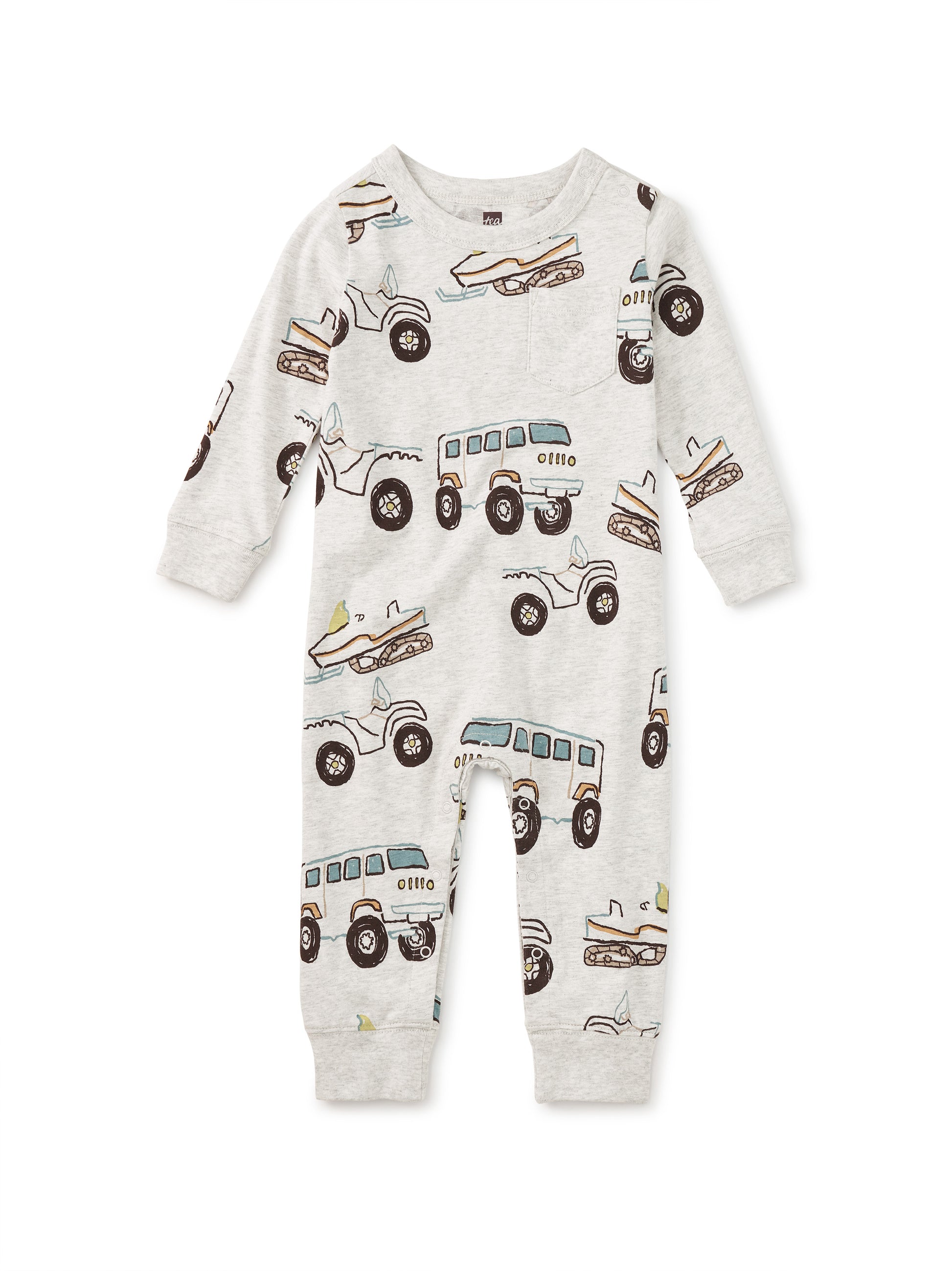 Tea Collection Boys Gray Snowmobiles Romper Size: 6-9 Months Gray Snowmobiles