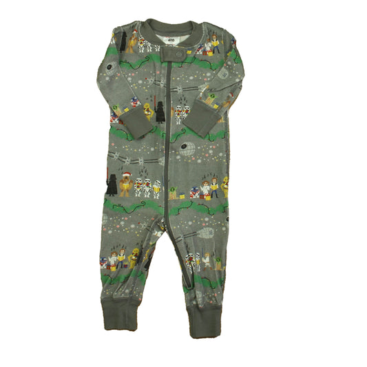 Hanna Andersson Boys Gray Star Wars Christmas 1-piece Non-footed Pajamas Size: 3-6 Months Gray Star Wars Christmas