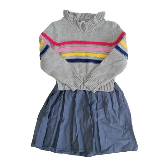 Crewcuts Girls Gray Stripe | Blue Dress Size: 3T Gray Stripe | Blue