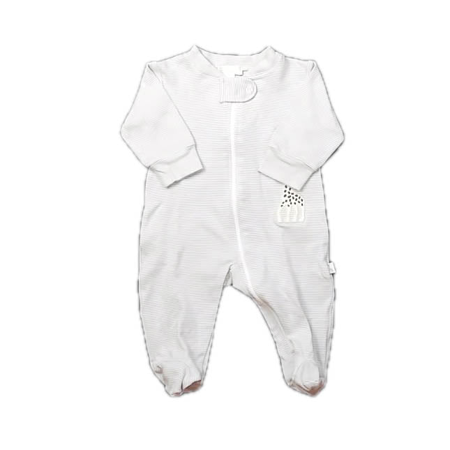 Kissy Kissy Unisex Gray Stripe Giraffe 1-piece footed Pajamas Size: 0-3 Months Gray Stripe Giraffe
