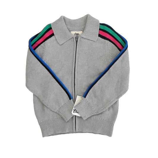 Tea Collection Boys Gray Stripe Cardigan Size: 4-5T Gray Stripe