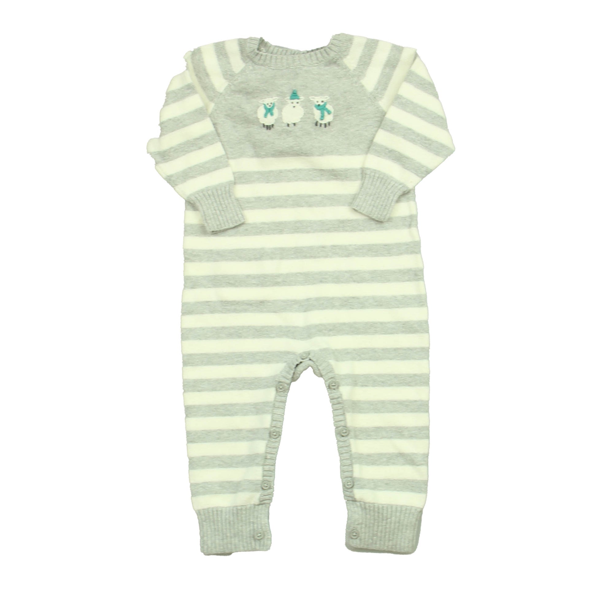 Janie and Jack Boys Gray Stripe Long Sleeve Outfit Size: 6-12 Months Gray Stripe