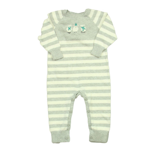 Janie and Jack Boys Gray Stripe Long Sleeve Outfit Size: 6-12 Months Gray Stripe
