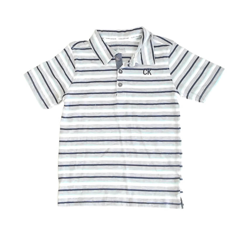 Calvin Klein Boys Gray Stripe Polo Shirt Size: 5T Gray Stripe