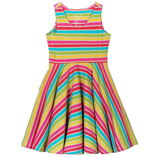 Mightly Girls Gray Stripe Dress Size: 2-5T Gray Stripe