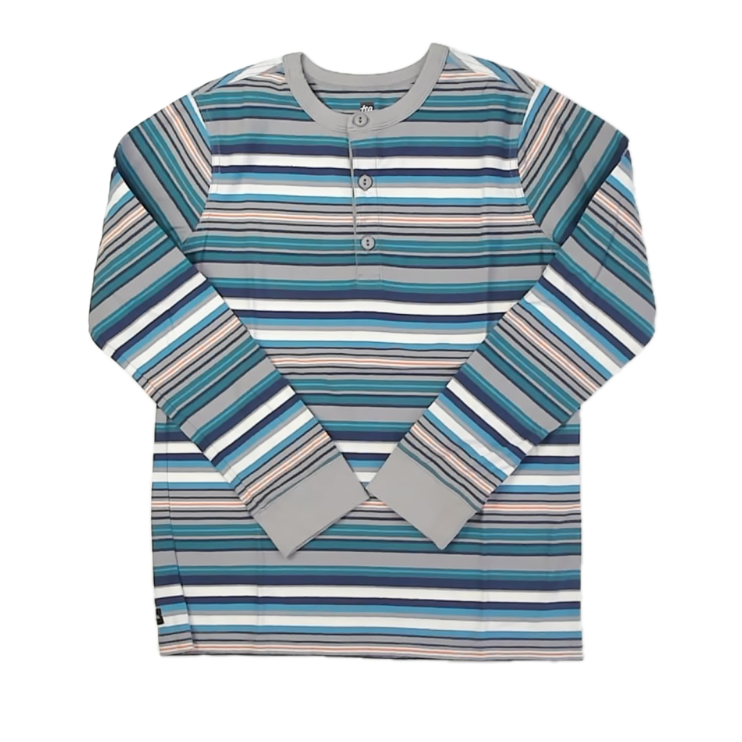 Tea Collection Boys Gray Stripe Henley Size: 14 Years Gray Stripe
