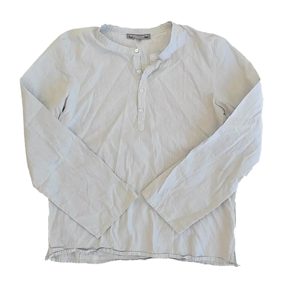 Bonpoint Boys Gray Stripe Button Down Long Sleeve Size: 12 Years Gray Stripe