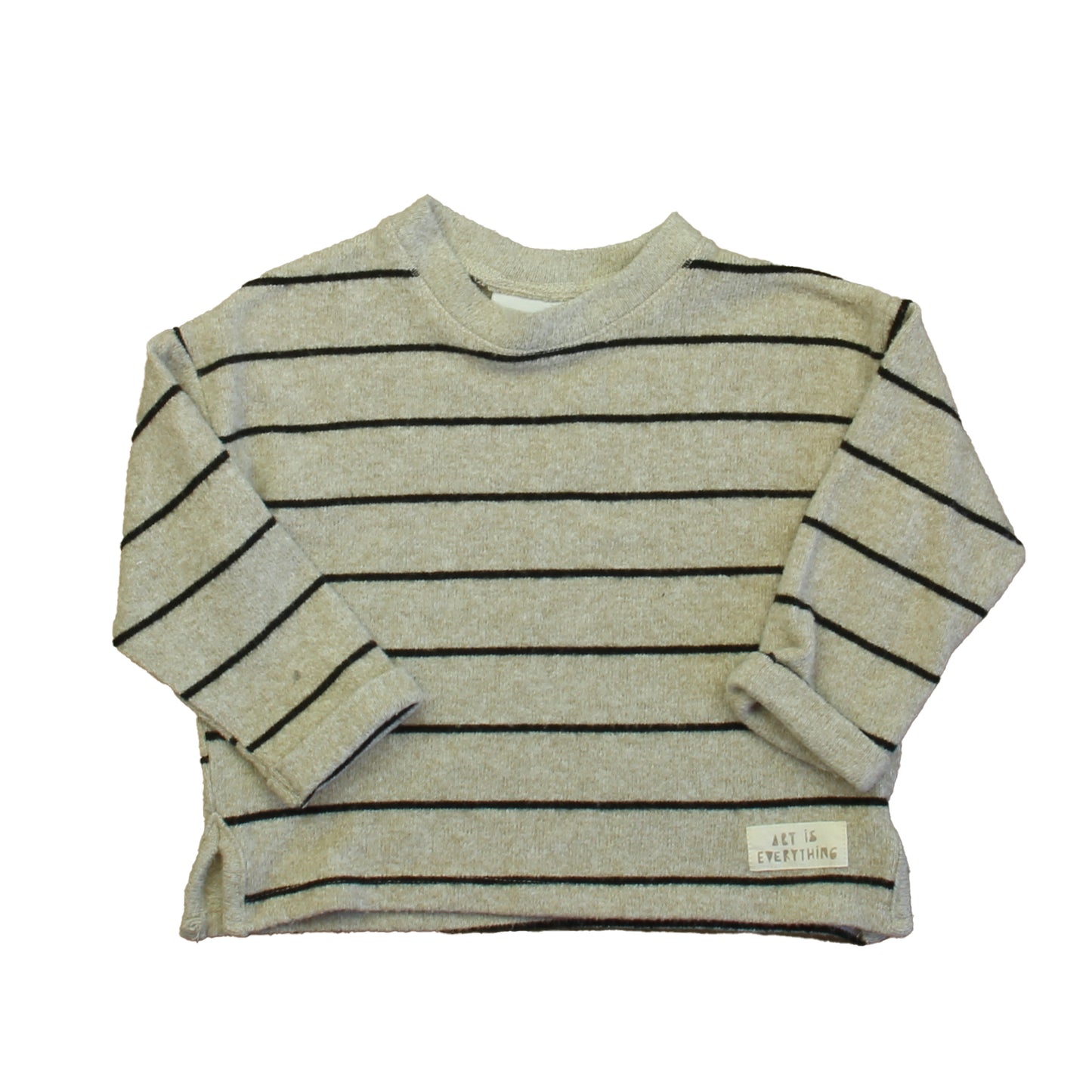 Zara Boys Gray Stripe Long Sleeve Shirt Size: 6-9 Months