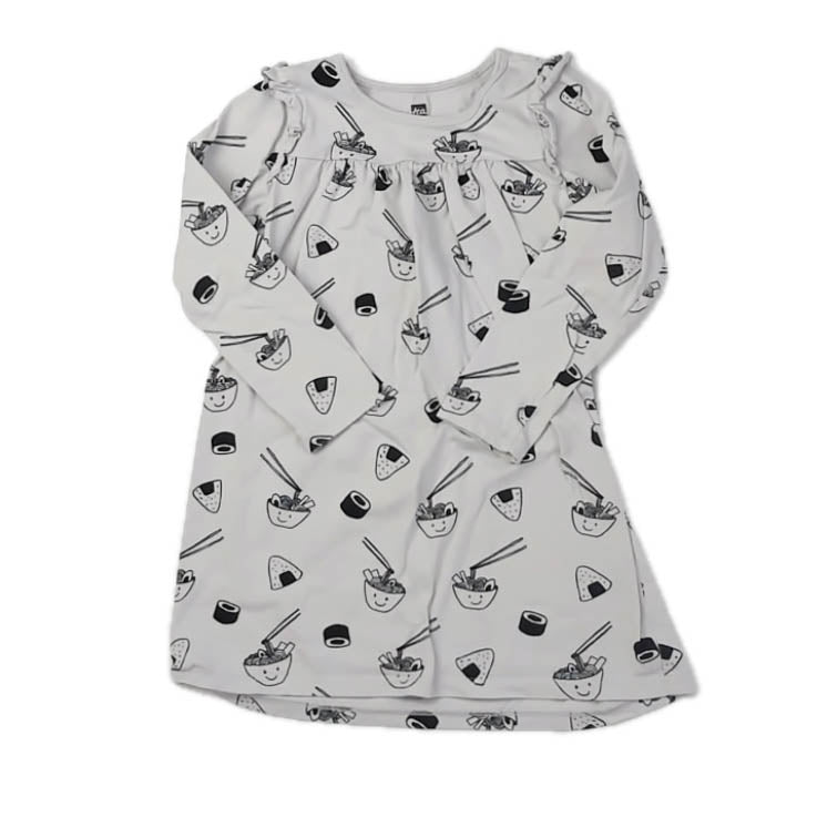 Tea Collection Girls Gray Sushi Dress Size: 5T Gray Sushi