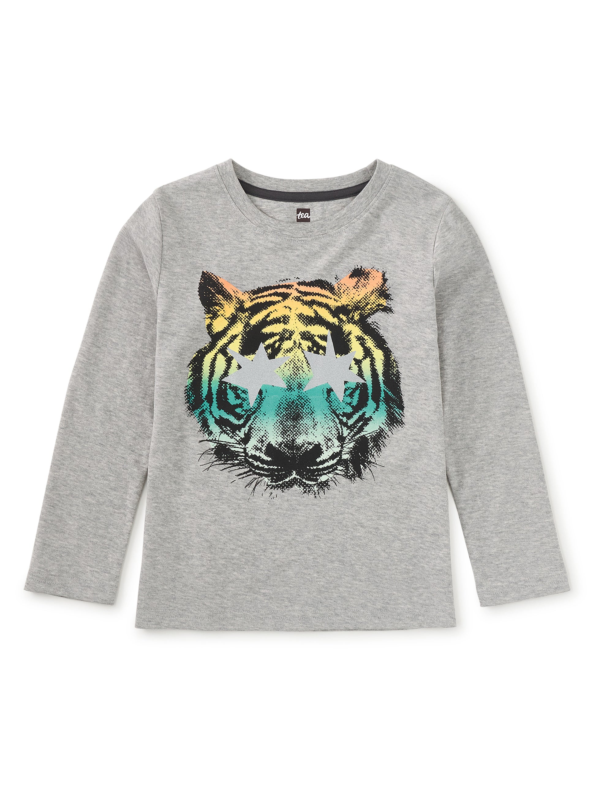 Tea Collection Boys Gray Tiger Long Sleeve T-Shirt Size: 5T Gray Tiger