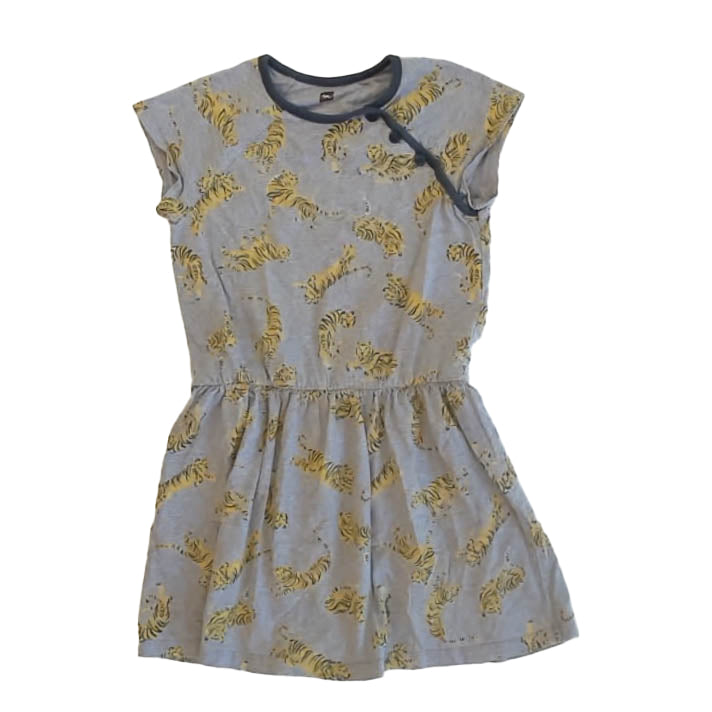 Tea Collection Girls Gray Tigers Dress Size: 6 Years Gray Tigers