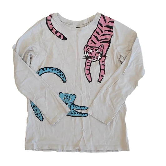 Tea Collection Girls Gray Tigers Long Sleeve T-Shirt Size: 10 Years Gray Tigers