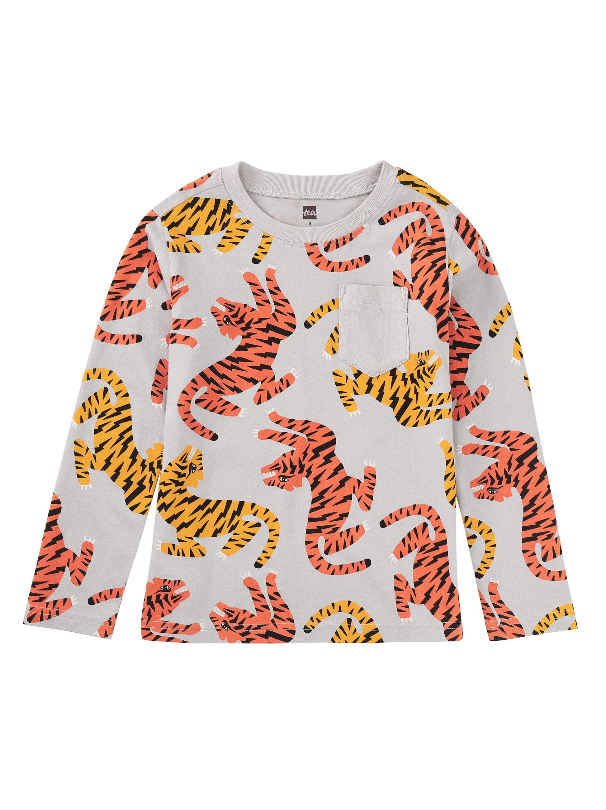 Tea Collection Boys Gray Tigers Long Sleeve T-Shirt Size: 5T Gray Tigers