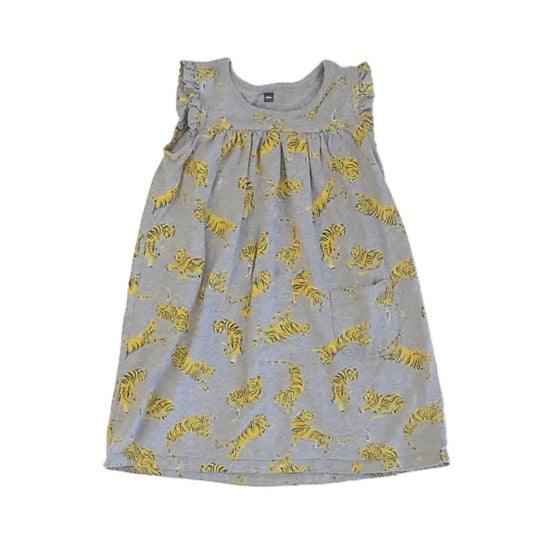 Tea Collection Girls Gray Tigers Dress Size: 5T Gray Tigers