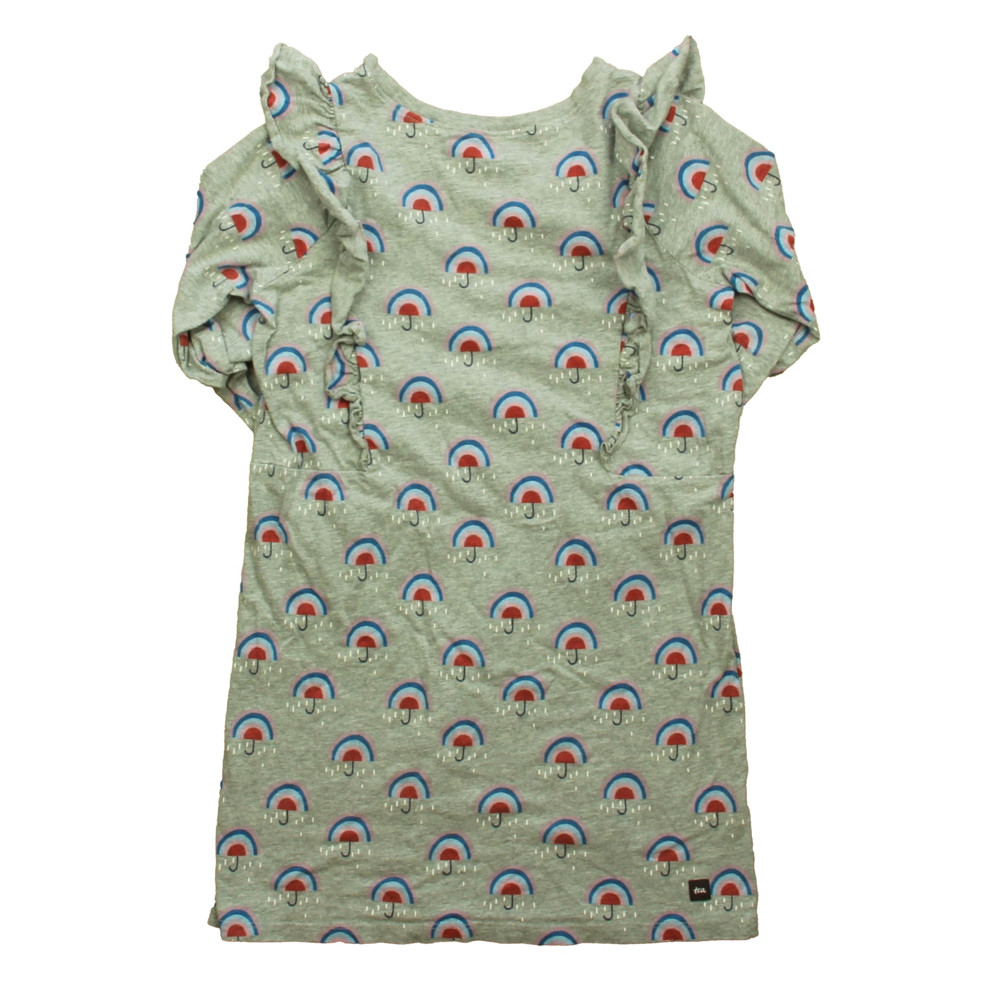 Tea Collection Girls Gray Umbrellas Dress Size: 7 Years Gray Umbrellas