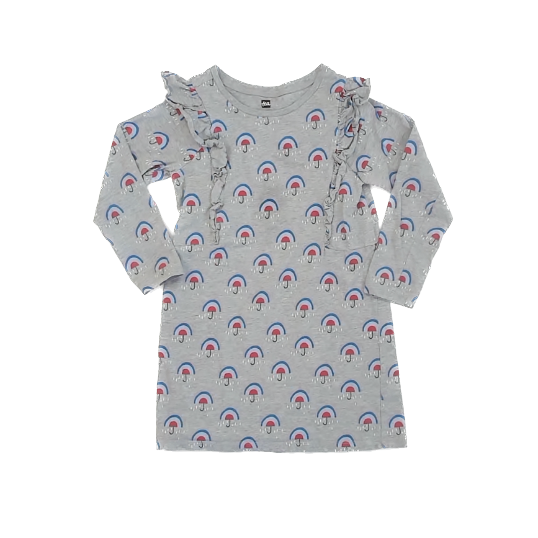 Tea Collection Girls Gray | Umbrellas Dress Size: 6 Years Gray | Umbrellas
