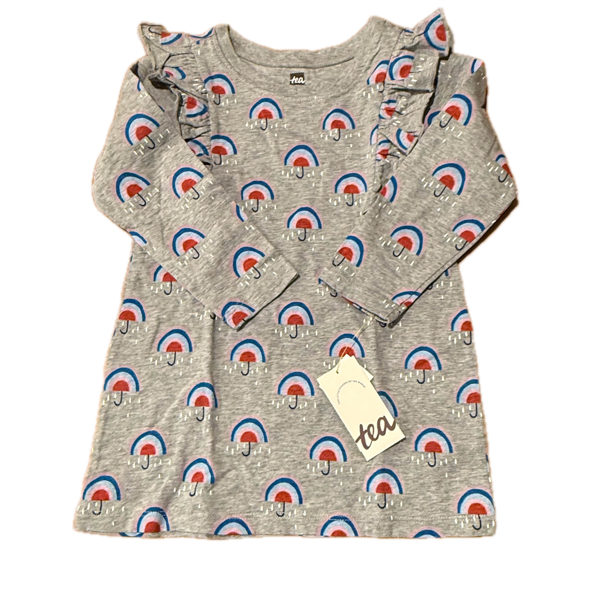 Tea Collection Girls Gray Umbrellas Dress Size: 2T Gray Umbrellas