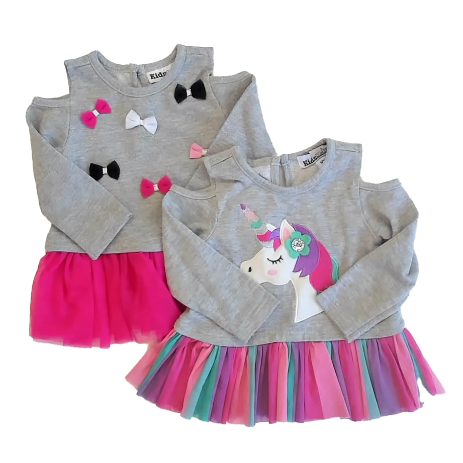 Kids Headquarters Girls Gray Unicorn Long Sleeve Shirt Size: 12 Months Gray Unicorn