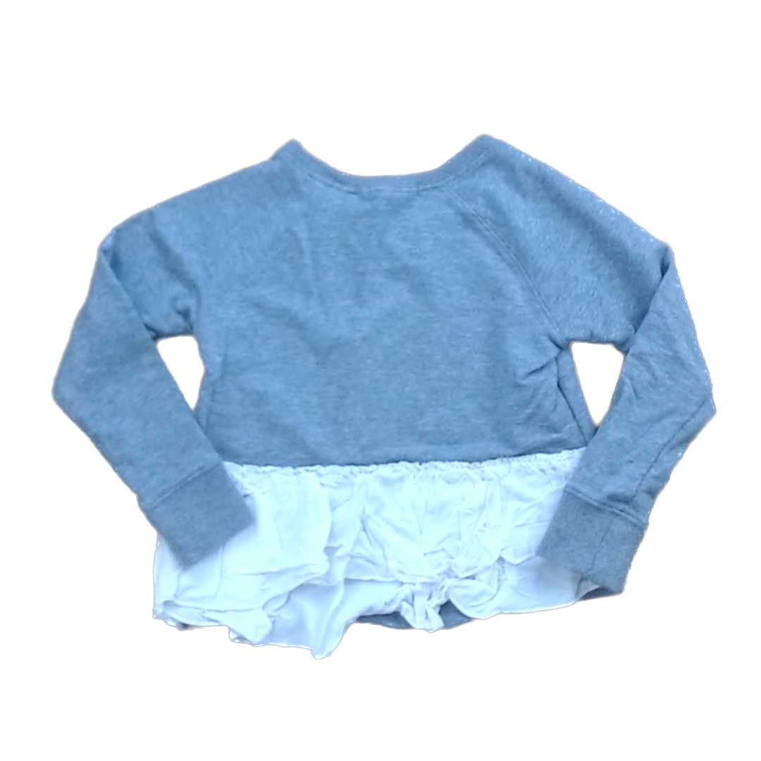 Rockets Of Awesome Girls Gray W/White Ruffle on Back Bottom Long Sleeve Shirt Size: 4T - 8 Years Gray W/White Ruffle on Back Bottom