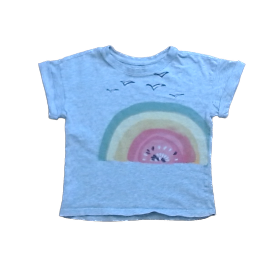 Tea Collection Girls Gray | Watermelon Rainbow Shirt Size: 3T Gray | Watermelon Rainbow