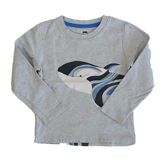 Tea Collection Boys Gray Whale Long Sleeve T-Shirt Size: 3T Gray Whale