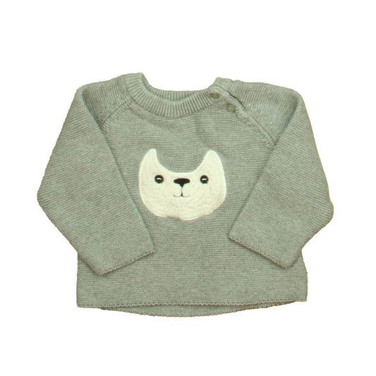 aimama Unisex Gray | White Cat Sweater Size: 12-18 Months Gray | White Cat