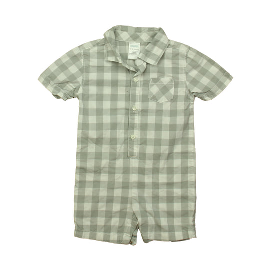Gymboree Boys Gray | White Check Romper Size: 12-18 Months Gray | White Check