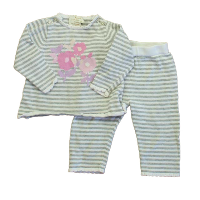 Kate Spade Girls Gray | White Floral Apparel Sets Size: 3 Months Gray | White Floral