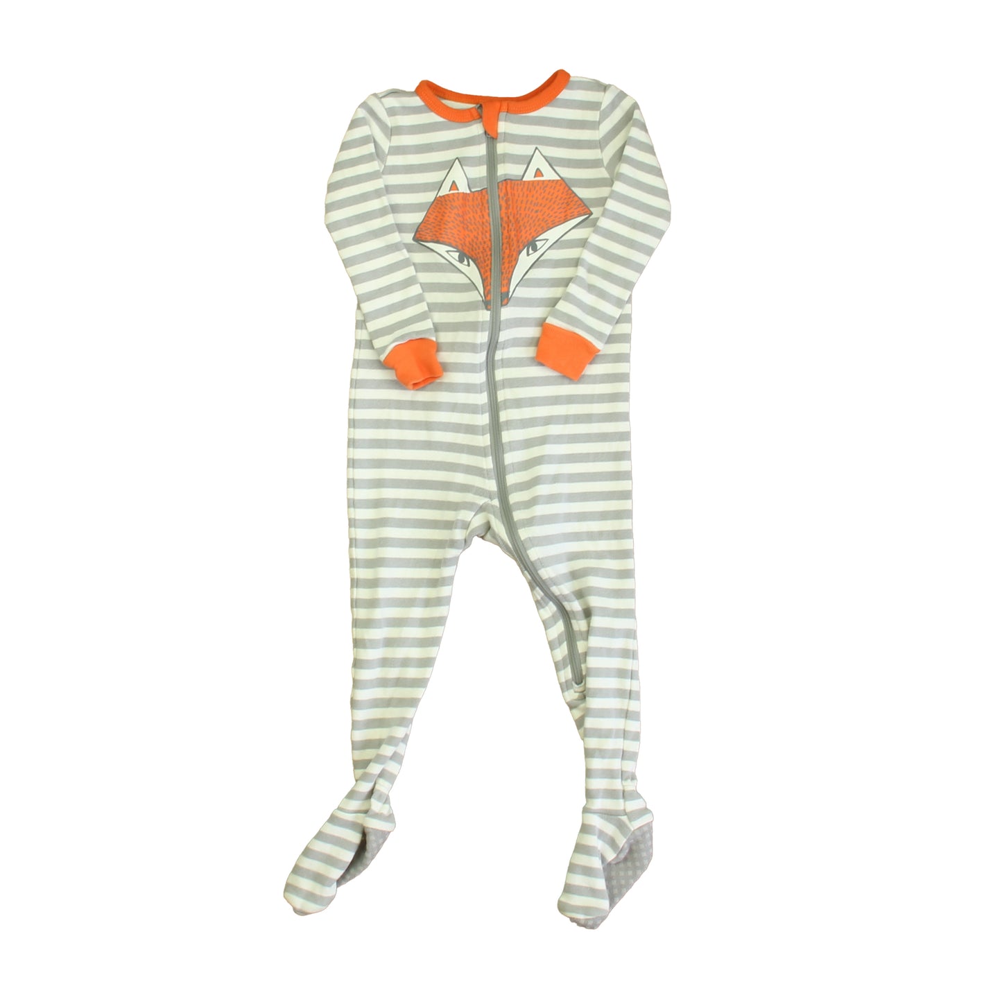 Tea Boys Gray | White | Orange Fox 1-piece footed Pajamas Size: 6-9 Months